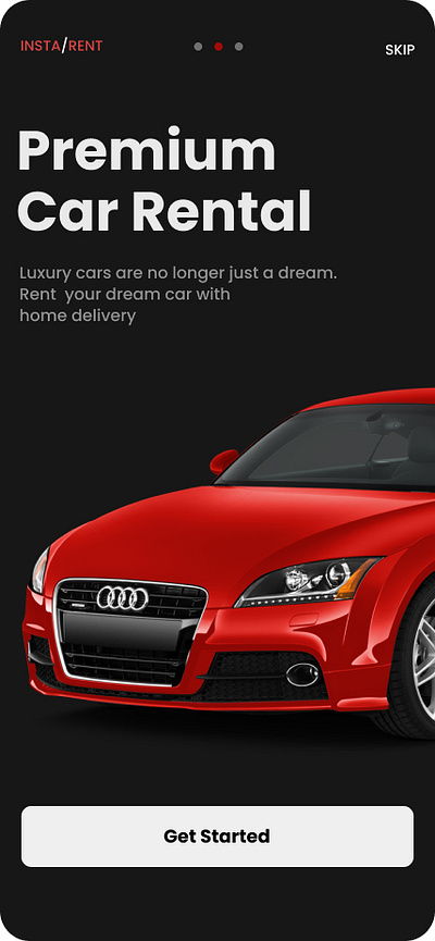 Insta Rent - Car Rental App app brand branding design designs illustration logo mobileapp sketch ui ux