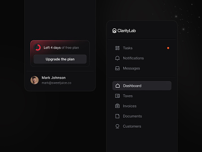🪄 ClarityLab - Sidebar navigation accountment app application bar dark darkmode design finance fintech mode modern money nav navigation sidebar taxes ui ui design ux vibrant