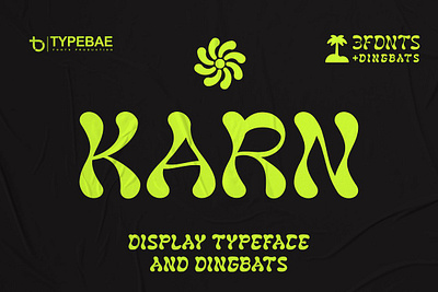 KARN - Display Typeface & Dingbats bold font brand dingbat font display font floral fun font groovy font hand drawn font header font logo font magazine font outline font product psychedelic font retro font summer dingbat summer font title font wave font