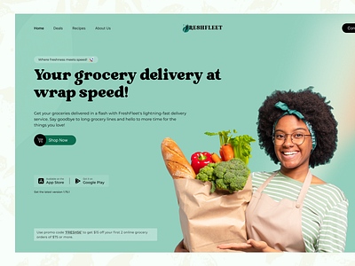 Grocery Delivery Platform Landing Page app best shot cart colors delivery design fast fresh greens grocery landing page shop ui ux web