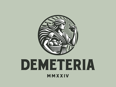 Demeteria apple branding concept design girl illustration logo