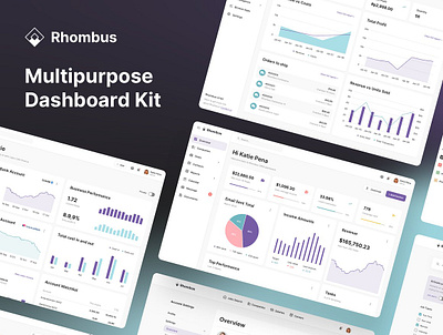 Rhombus Multipurpose Dashboard Kit authentication crm dashboard figma fintech job search login marketing multi purpose multipurpose onboarding point of sales responsive rhombus sign up sketch social social media streaming ui kit