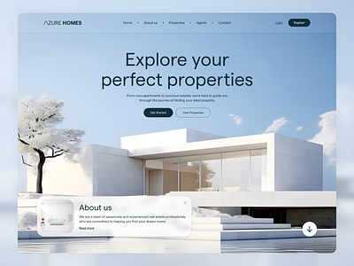 AZRE Homes Website. 3d animation blue buy c4d creative design digital dribble home minimal property real estate rent sell typography ui ux web website