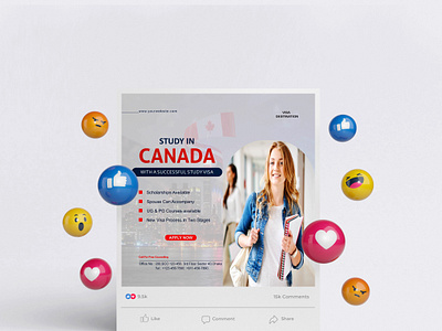 Study In Canada Social Media Post canada flag study in canada post design study in canada poster design