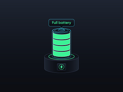 Full Battery accumulator battery cell charge charging dock electric energy full high illustration indicator interface level lightning platform power station technology vector