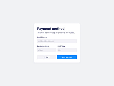 Payment Method Pop up. billing card number cvc cvv design mobile payment payment card tax ui userexperience userinterface ux