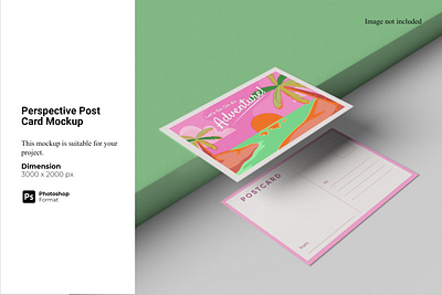 Perspective Post Card Mockup 3d