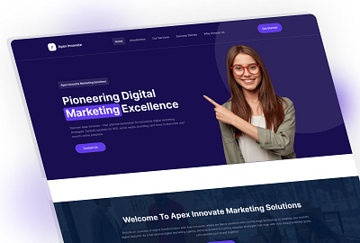 Apex innovate Landing page branding card community design digital marketing hashlogics icon landing page logo low payment social media solutions tools typography ui web