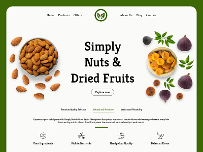 Nuts and Dried Fruits branding design graphic design hero banner illustration landing page logo typography ui uiux ux web webdesign website