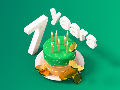 birthday, composition in 3d for finance company 3d branding design finance graphic design illustration product ui