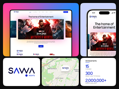 Website Design | SAWA Rights branding design dubai entertainment figma homepage landing page movie tv ui ui design ui ux web design website