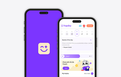 Hapday - AI life coach animation app design graphic design ios app ios design ui