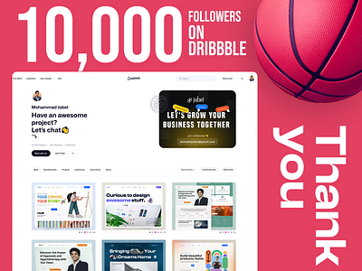 10,000 Followers on Dribbble 10k 10k followers 20k celebration design dribbble follow dribble followers follower followers celebration jabel landing design landing page thousands ui ui ux uiux jabel ux