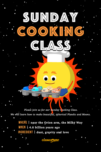 Sunday Cooking Class astro pop astronomy character design class comics cooking cute earth graphic design humour illustration inner planets joke outer planets outer space planets poster science solar system sun