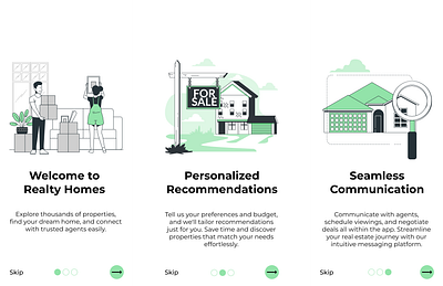 OnBoarding Screen of Realty Homes App branding graphic design ui