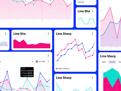 Clean line chart widget cards card cards chart charts clean components data design elements fintech infographic kit line line charts product statistic ui widget widget cards widgets