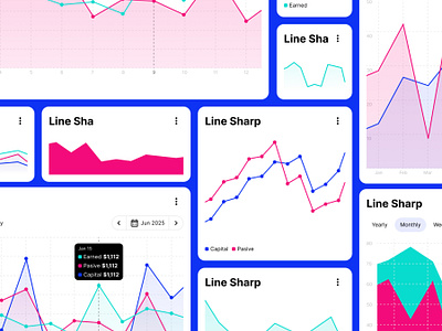 Clean line chart widget cards card cards chart charts clean components data design elements fintech infographic kit line line charts product statistic ui widget widget cards widgets