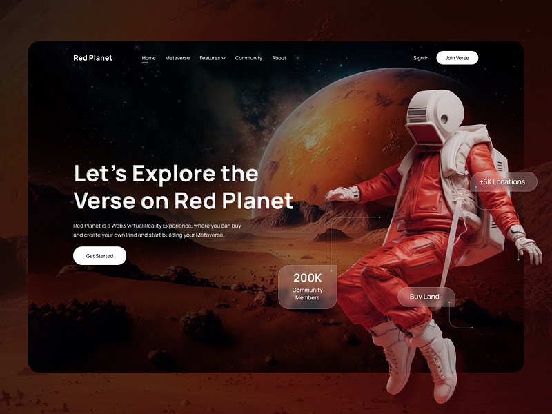 Red Planet concept banner creative banner design header hero banner landing page planet planet banner product design red planet typography ui ui design user experience user interface ux web web banner webdesign website