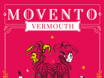 Movento - Vermouth label design design drinks graphic design illustration joker label label design logo spain typography vector vermout vermouth label design vermut wine