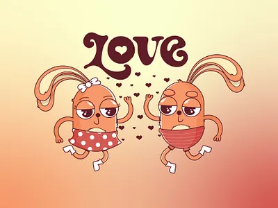 Love branding cartoon character cute design flat illustration illustrator logo love rabbit ui valentine vector