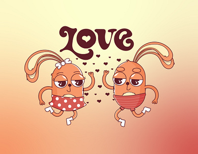 Love branding cartoon character cute design flat illustration illustrator logo love rabbit ui valentine vector
