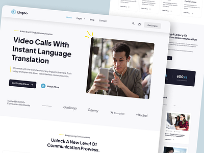 Landing Page - Lingoo : Seamlessly Connecting Worlds app design desktop landing page lingoo mobile saas template translation ui ux