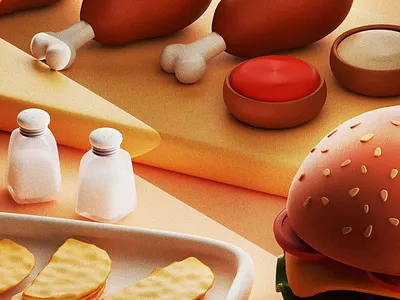 Food illustrations - Blender 3d 3d 3d modeling app art blender design digital art food graphic design graphics illustration inspiration minimal mobile portfolio scene ui