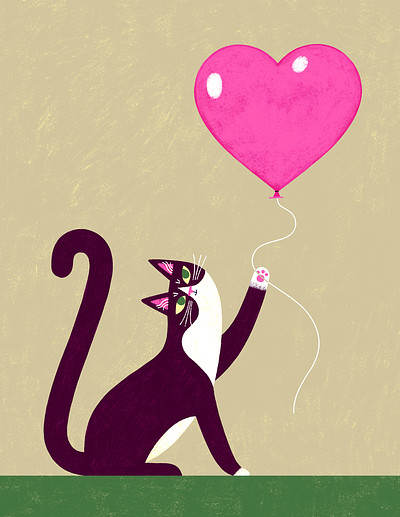 Valentine's Kitty animal balloon cat cats colourful cute digital art feline heart ill illustration love procreate stylized valentines