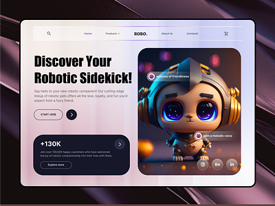 RoboPet Website UI Design Concept aesthetic design ai website design digital design dribbble website design flat design graphic and design graphic design graphic design website home page design ui ui design ui designs uiux