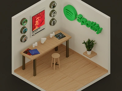 The Music Room 3d 3dillustration 3dmodel 3dmodelling app art artists blender colors cycles design fred again illustration isometric lowpoly music render spotify style ui