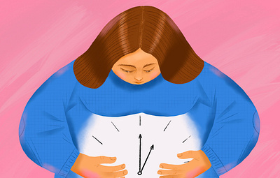 Kunsht magazine 2d age baby colorful digital drawing editorial illustration magazine pregnancy science time women