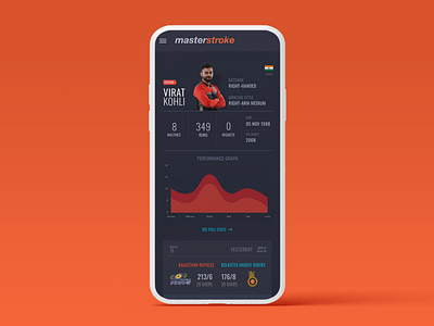 Live Cricket streaming and score tracking app - MasterStroke cricket design live streaming masterstroke mobile app score tracking ui ux