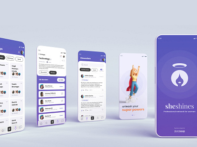 Empowering Professional Women in India - SheShines design mobile app ui ux