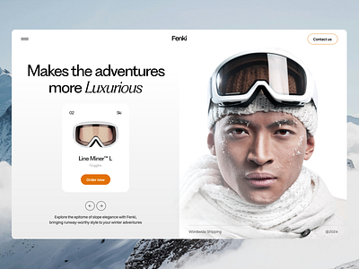Fenki - Hero website concept animation bento black branding card concept design desktop glasses hero landing layout minimal modern product ski store ui uiux website