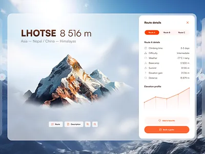 Concept of mountain climbing app app climbing graphic design guide lhotse mountain route sport track trail ui visual design