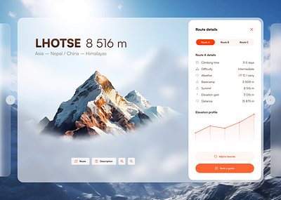 Concept of mountain climbing app app climbing graphic design guide lhotse mountain route sport track trail ui visual design