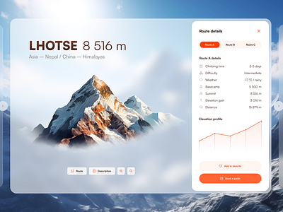 Concept of mountain climbing app app climbing graphic design guide lhotse mountain route sport track trail ui visual design