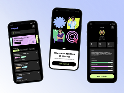Elevate Your Team with HiringHood app ui hiring app jobs portal mobile ui quirky design