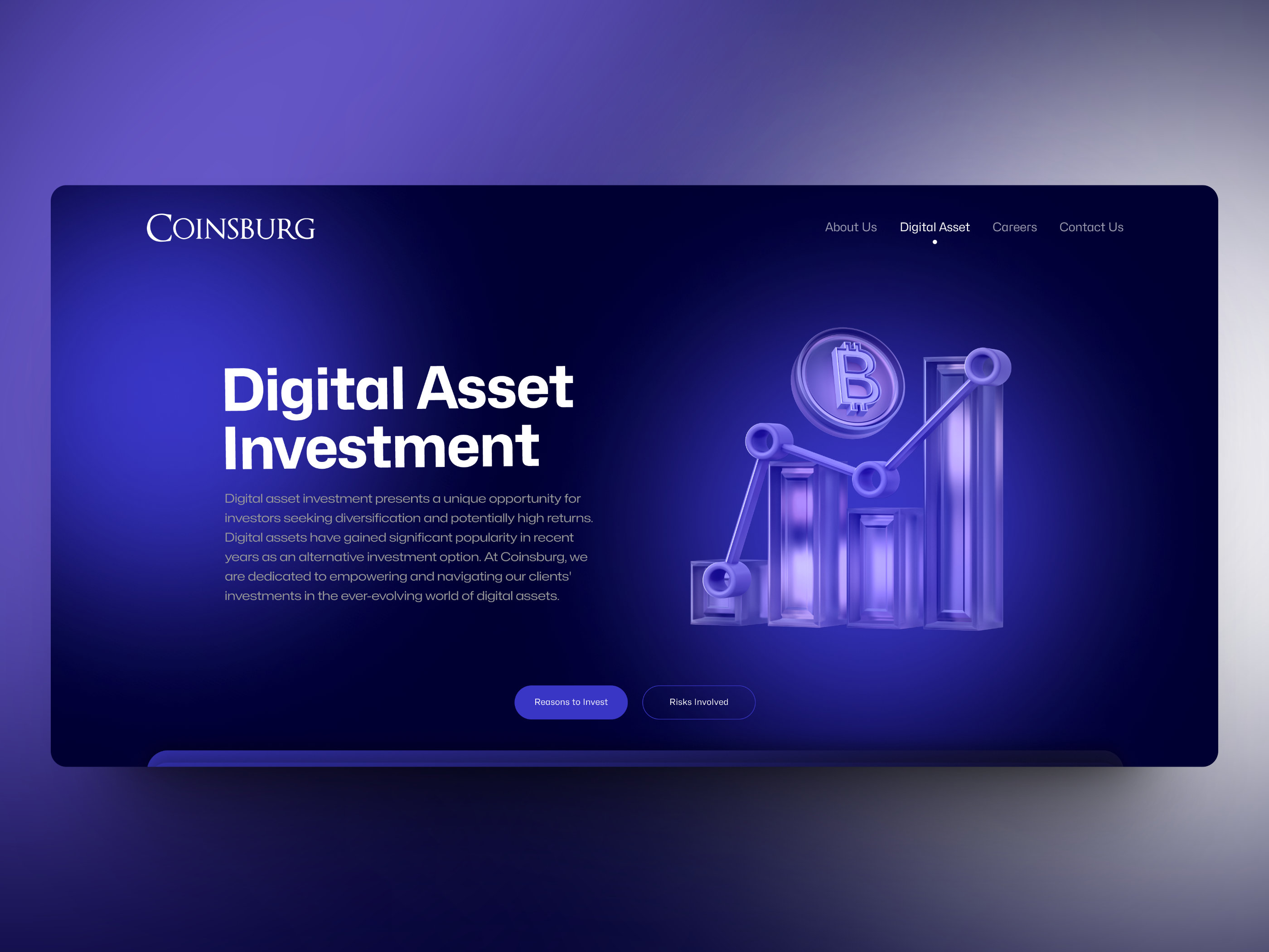 Cryptocurrency Trading Redefined: Futuristic Web3 UI Design 3d blue crypto crypto currency currency dark mode dark theme design market purple stock market stock trading trading app ui ui design web web design web3 website website design