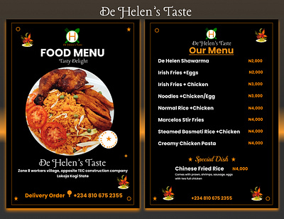 Food Menu brand identity branding design food foodmenu graphics illustration menu