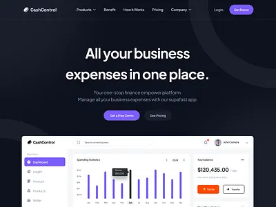 Business expenses platform - Promo website business cash expences finance fintech gui landing minimal money tracker ui ux web design web page website