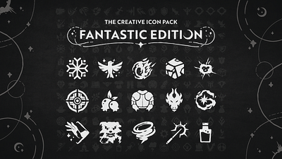 The Creative Icon Pack: Fantastic Edition boardgame fantasy gaming graphic design handdrawn iconpack ui vector