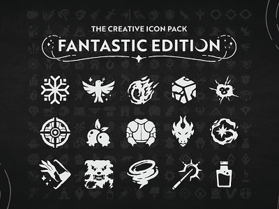 The Creative Icon Pack: Fantastic Edition boardgame fantasy gaming graphic design handdrawn iconpack ui vector