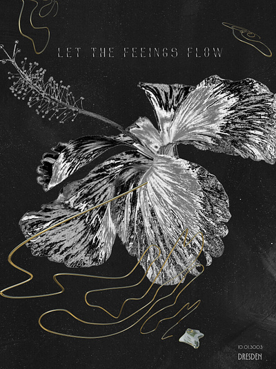 Let the feelings flow abstraction black and white design graphic design illustration photoshop poster