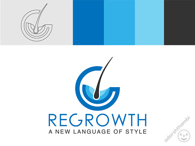 Logo design for Regrowth, a hair and skin clinic. brand identity branding g logo graphic design hair hair and skin hair care hair logo illustration logo minimal regrowth vector
