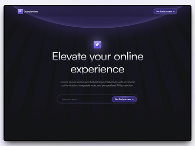 GuardianGate - waitlist page exploration coming soon darkmode design glow gradient lightrays linear logo purple saas trending waitlist web website