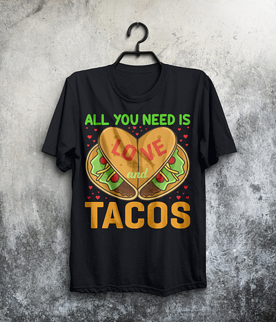 Tacos T-shirt Design 3d ahirt animation best complex custom design designer designs graphic graphic design ideas illustration love lover t shirt taco tacos vector art