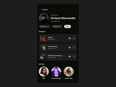 Daily UI #006: User Profile 6 app music daily ui design mobile mobile design music app music app ui profile ui ui mobile design user user profil ui user profile user profile design