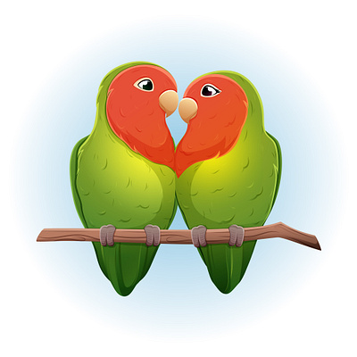 Lovebirds adobe illustrator art bird character design cute design digital art illustration logo love parrot parrots vector vectorart