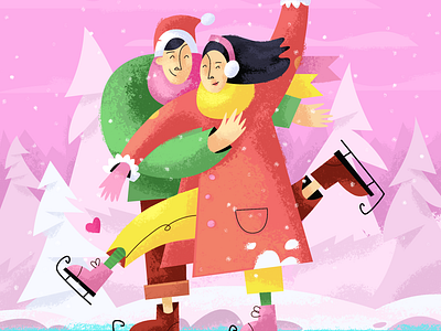 14 February 14 february character color couple design flat graphic design illustration love skates valentines day